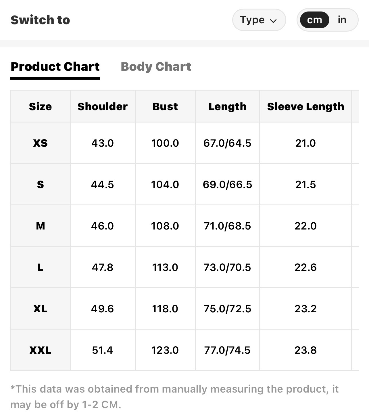 Size Chart